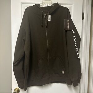NWT Brown Lincoln 4XL Big Sweatshirt Jacket Zipper Hood Farm Outdoors
